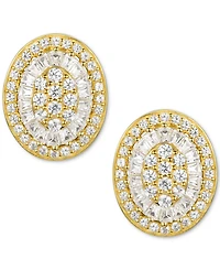 Diamond Baguette Oval Stud Earrings (1/2 ct. t.w.) in 14k Gold , 14k White Gold or 14k Rose Gold
