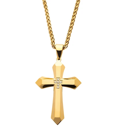 Men's Cross Pendant with Piece Cubic Zirconia Gemstone