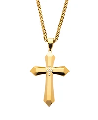 Men's Cross Pendant with Piece Cubic Zirconia Gemstone