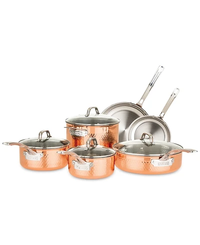 Viking 3-Ply Hammered Copper Clad 10-Pc. Cookware Set