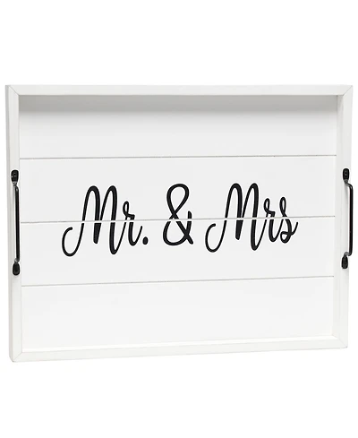 Elegant Designs Decorative Wood Serving Tray with Handles - Mr and Mrs