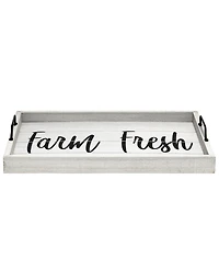 Elegant Designs Decorative Wood Serving Tray with Handles - Farm Fresh