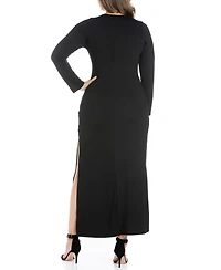 Women's Plus Side Slit Fitted Maxi Dress