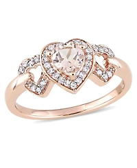 Morganite and Diamond Linked Heart Ring