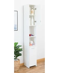 Basicwise Versatile 77-Inch White Tall Storage Cabinet with 2 Doors and Adjustable Shelves, Linen Tower Cabinet, Bathroom Organizer and Storage