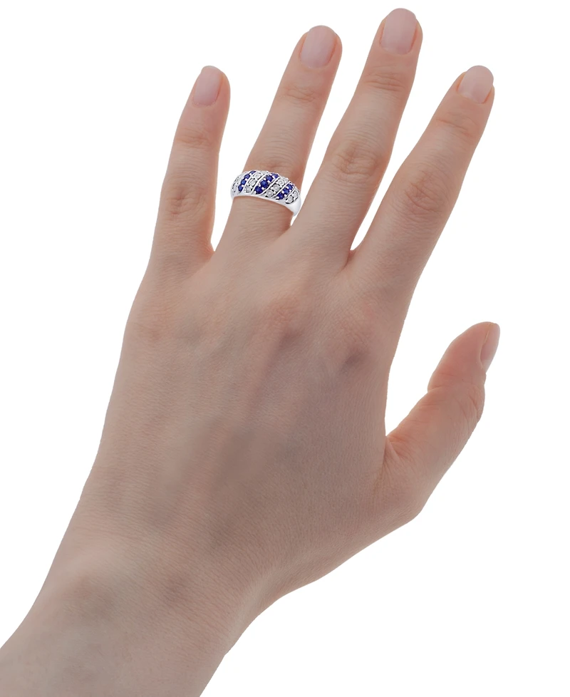 Sapphire (3/8 ct. t.w.) & Diamond (1/20 Statement Ring Sterling Silver (Also Ruby Emerald)