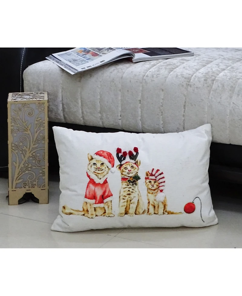 Vibhsa Christmas Cats Decorative Pillow, 14" x 20"