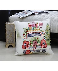 Vibhsa Christmas Car Embroidered Decorative Pillow,20" x 20"