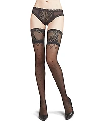Natori Women's Diamond Dot Feather Lace Top Thigh Highs