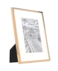 Elegant Metal Picture Frame with Bevel Cut Mat for Photo, 5" x 7"