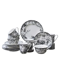 222 Fifth Adelaide Black 16 Piece Dinnerware Set, Service for 4
