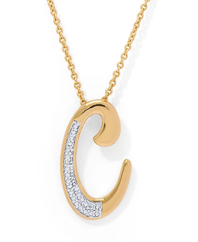 Diamond Accent Initial Pendant Necklace 18" Gold Plate or Rose