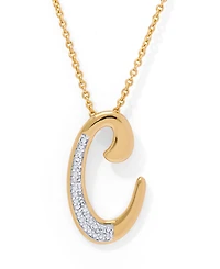Diamond Accent Initial Pendant Necklace 18" Gold Plate or Rose