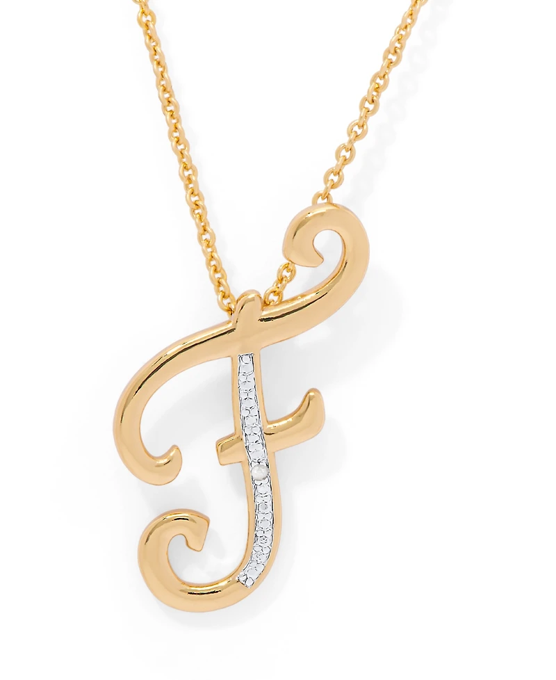 Diamond Accent Initial Pendant Necklace 18" Gold Plate or Rose
