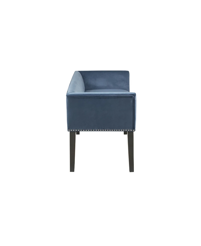 Madison Park Welburn 49.5" Upholstered Bench with Back Wood Legs