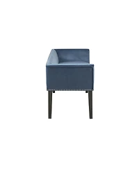 Madison Park Welburn 49.5" Upholstered Bench with Back Wood Legs