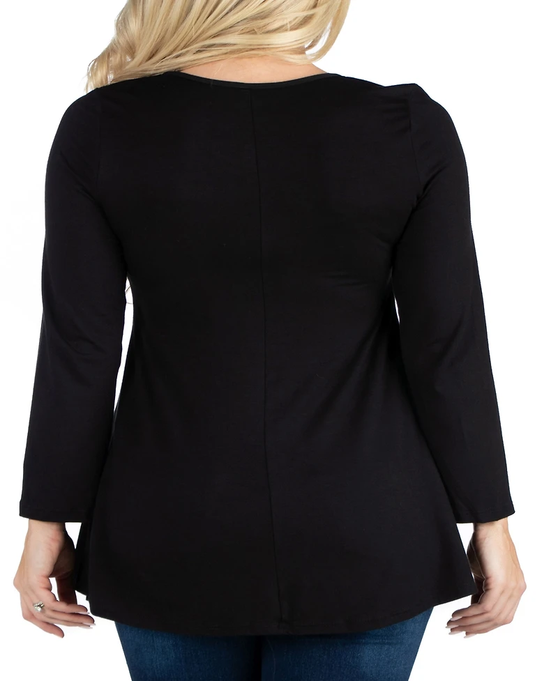 Women's Long Sleeve Swing Style Flared Tunic Top