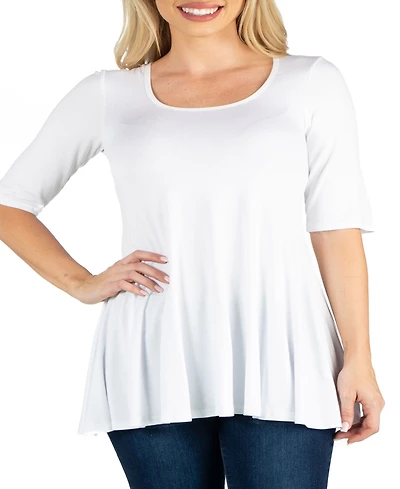 Women's Elbow Sleeve Swing Tunic Top