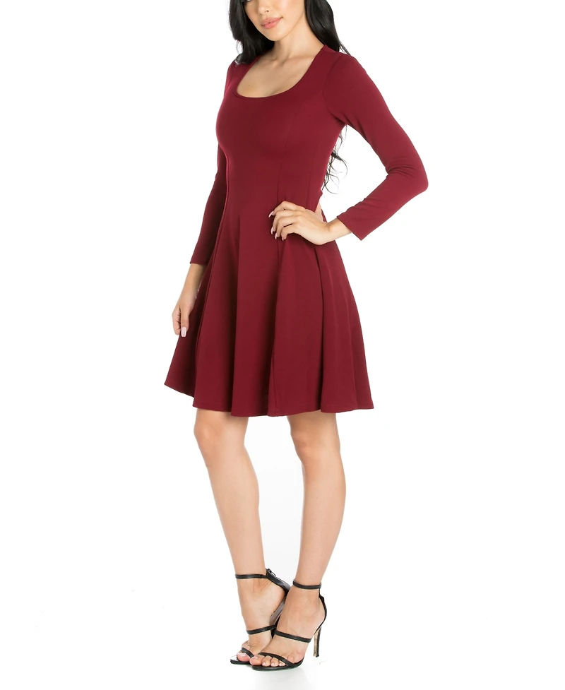 Women's Long Sleeve Knee Length Skater Dress