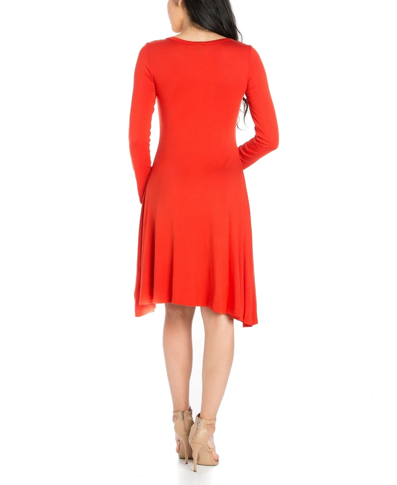 Women's Classic Long Sleeve Flared Mini Dress