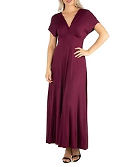 Women's Cap Sleeve V-Neck Maxi Dress
