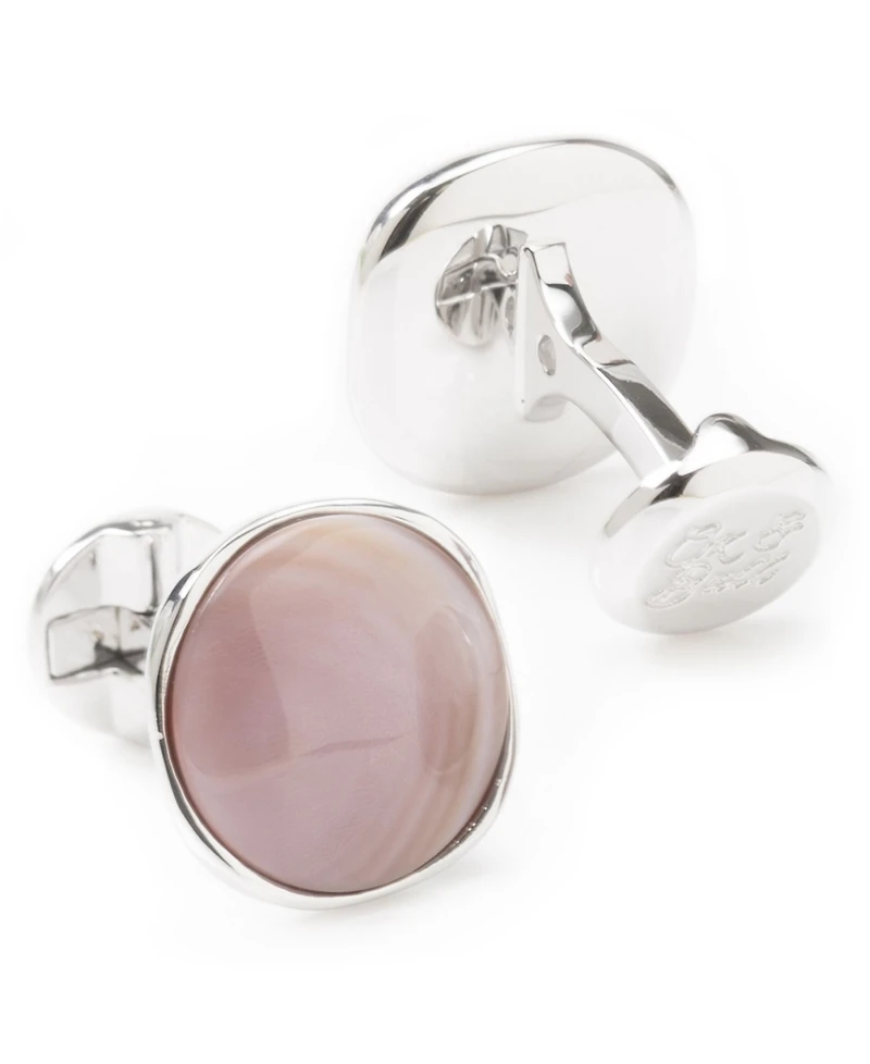 Men's Sterling Silver Classic Formal Mother of Pearl Cufflink