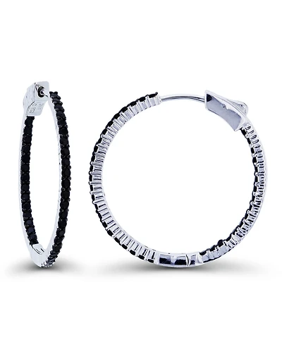 Black Spinel Hoop Earrings in Sterling Silver