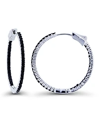 Black Spinel Hoop Earrings in Sterling Silver