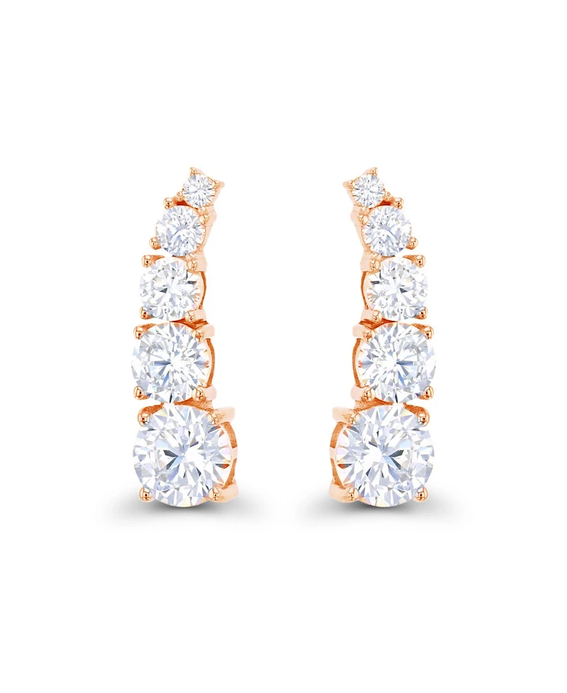 Macy's Cubic Zirconia 14k Rose Gold Graduated Curved Ear Climbers (Also Over Silver or Silver)