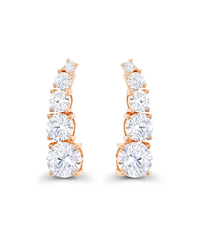 Macy's Cubic Zirconia 14k Rose Gold Graduated Curved Ear Climbers (Also Over Silver or Silver)