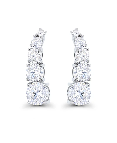 Macy's Cubic Zirconia 14k Rose Gold Graduated Curved Ear Climbers (Also Over Silver or Silver)