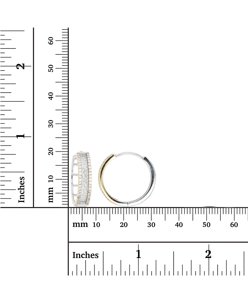 Macy's Cubic Zirconia Two-Tone Pave Diamond-Cut Hoop Earrings