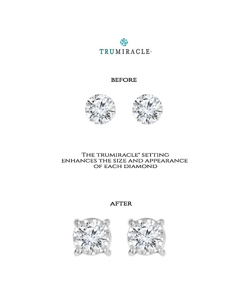 TruMiracle Diamond Side Accent Stud Earrings (1-1/2 ct. t.w.) in 14k White Gold