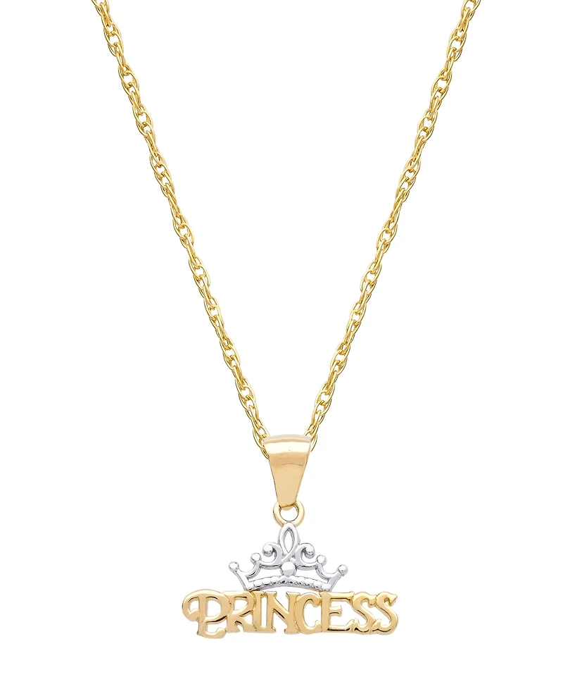 Disney Children's Princess Tiara 15" Pendant Necklace in 14k Gold