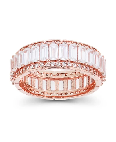 Cubic Zirconia Emerald and Baguette Cut Eternity Ring