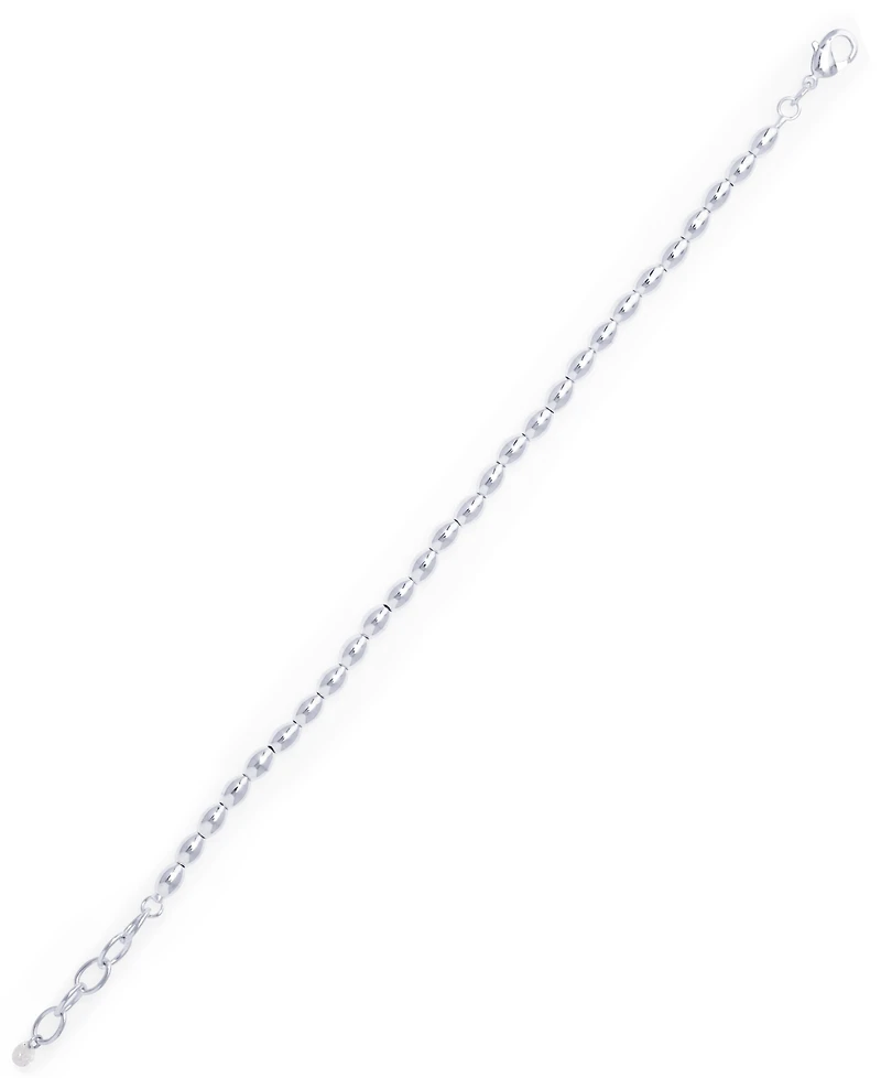 Silver Plated Oval Bead Link Bracelet