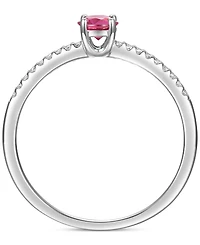 Sapphire (1/3 ct. t.w.) & Diamond (1/10 ct. t.w.) Ring in Sterling Silver (Also in Ruby & Emerald)