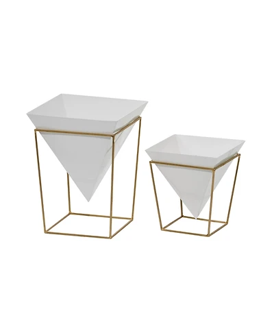 Geometric Planters with Metal Base, Set of 2