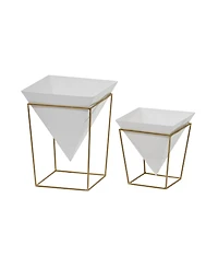 Geometric Planters with Metal Base, Set of 2