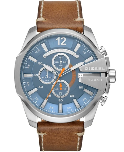 Diesel Mega Chief Chronograph Brown Leather Watch 51mm