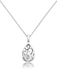 Amethyst Open Work Teardrop Pendant and a Curb Chain