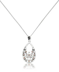 Pave Garnet Teardrop Pendant and a Curb Chain