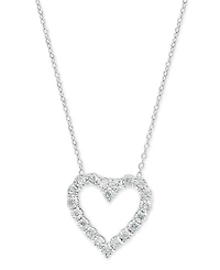 Effy Diamond Heart 18" Pendant Necklace (1/4 ct. t.w.) in Sterling Silver or 14k Gold-Plated Sterling Silver