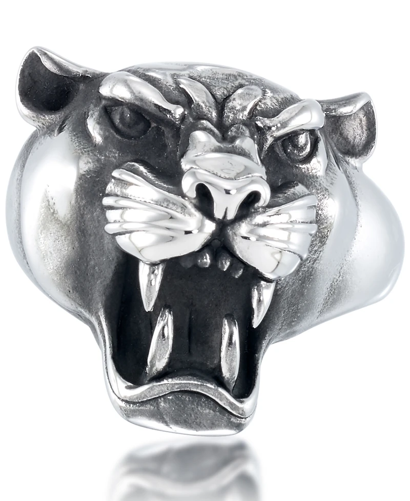 Andrew Charles by Andy Hilfiger Men's Roaring Big Cat Ring Stainless Steel