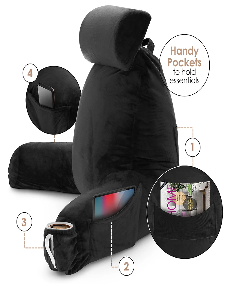 Nestl Soft Velour Cover Reading Backrest Pillow Set, Extra Large