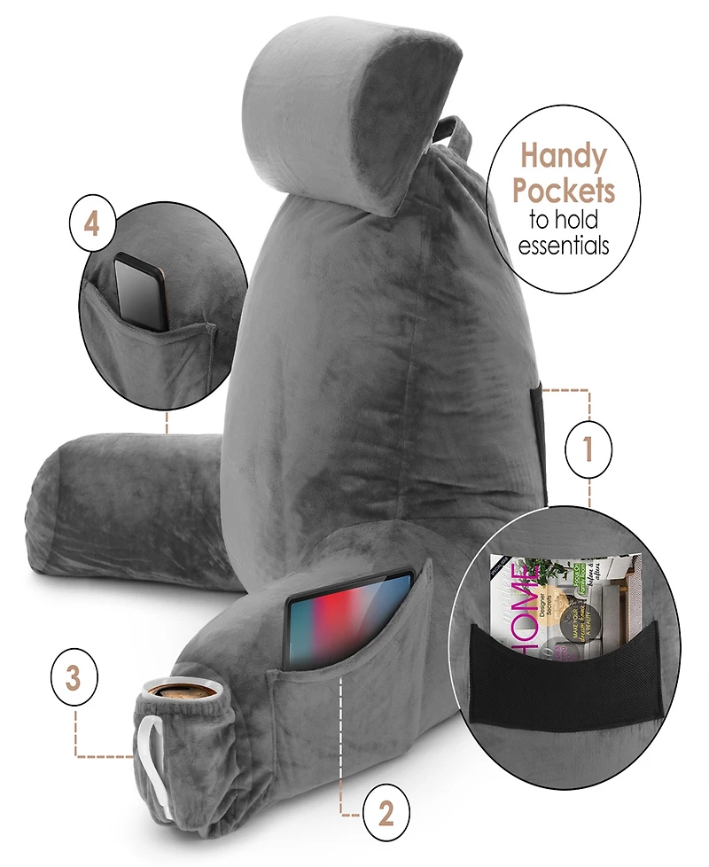 Nestl Soft Velour Cover Reading Backrest Pillow Set, Extra Large