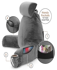 Nestl Soft Velour Cover Reading Backrest Pillow Set, Extra Large