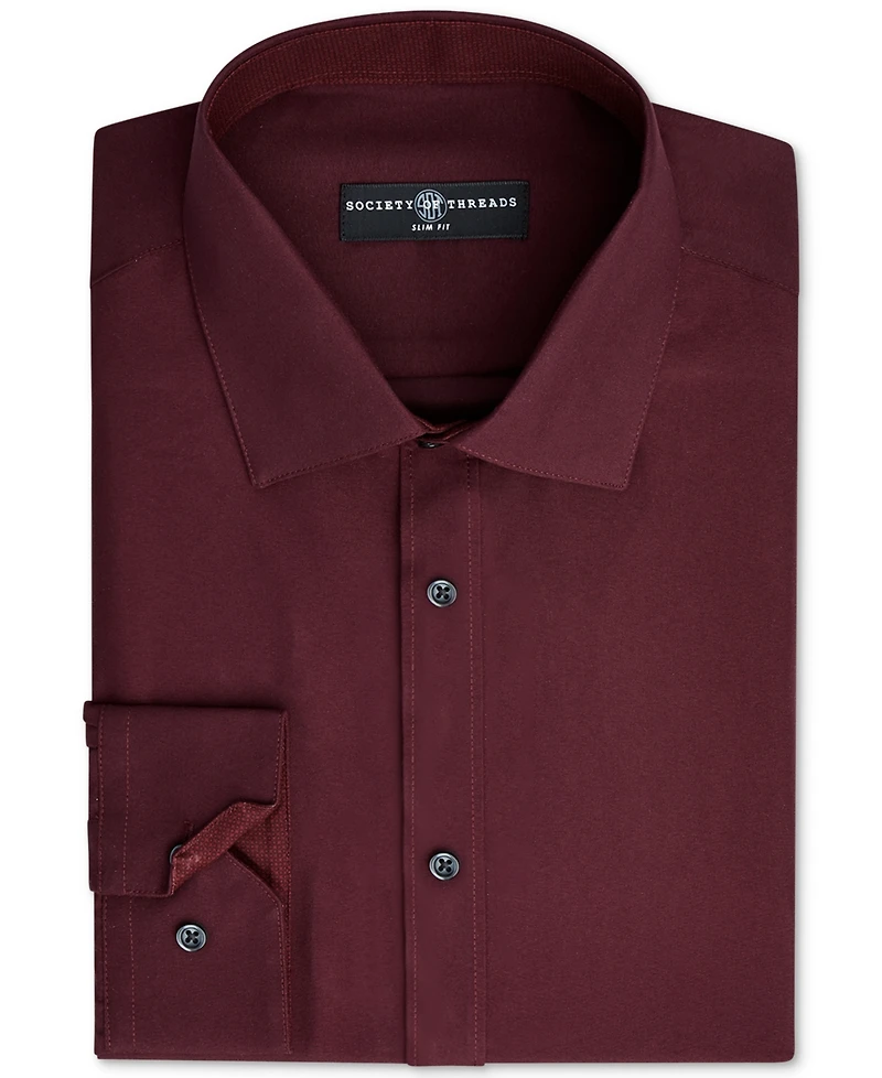Society of Threads Men's Slim-Fit Non-Iron Performance Solid Dress Shirt