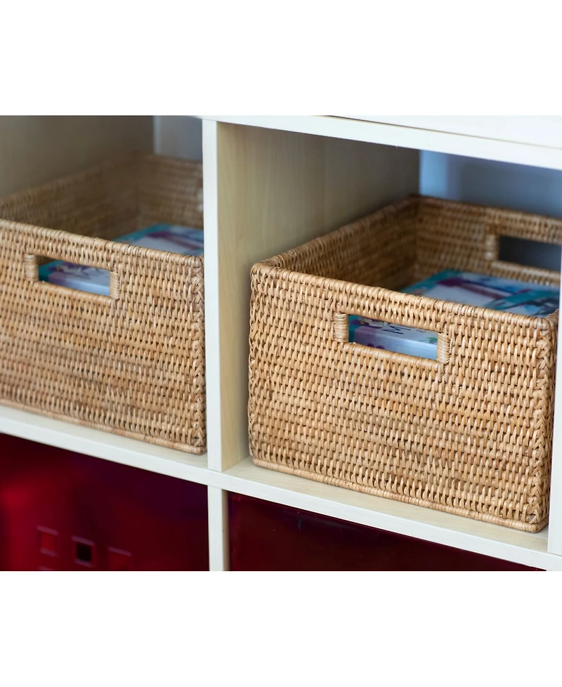 Artifacts Rattan Square Storage Basket With Handles