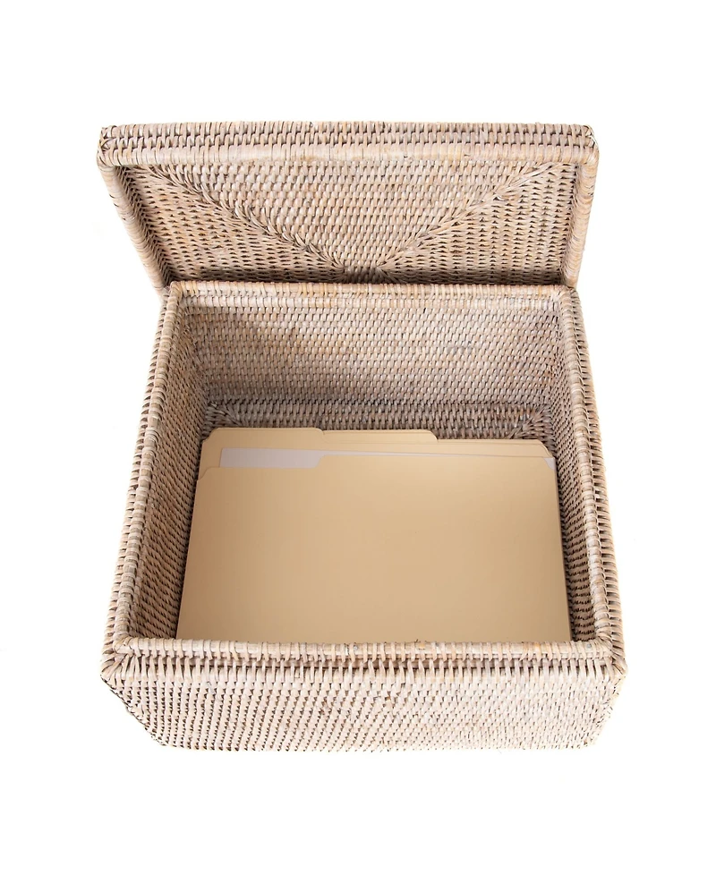 Artifacts Trading Company Artifacts Rattan Storage Box with Lid - Flat File Organizer